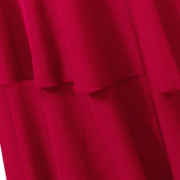 Elegant Ruffle Hem Tiered Skirt - High Waist Perfect for Womens Curvy Figure - Picture 7 of 8